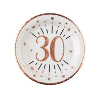 30th Birthday Rose Gold Paper Party Plates (x10) Milestone