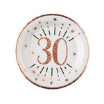 30th Birthday Rose Gold Paper Party Plates (x10)