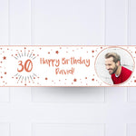 White & Rose Gold Any Age Personalised Party Banner