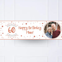 White & Rose Gold Any Age Personalised Party Banner Personalised Banner