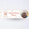 White & Rose Gold Any Age Personalised Party Banner Personalised Banner
