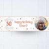 White & Rose Gold Any Age Personalised Party Banner Personalised Banner