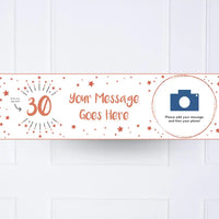 White & Rose Gold Any Age Personalised Party Banner Personalised Banner