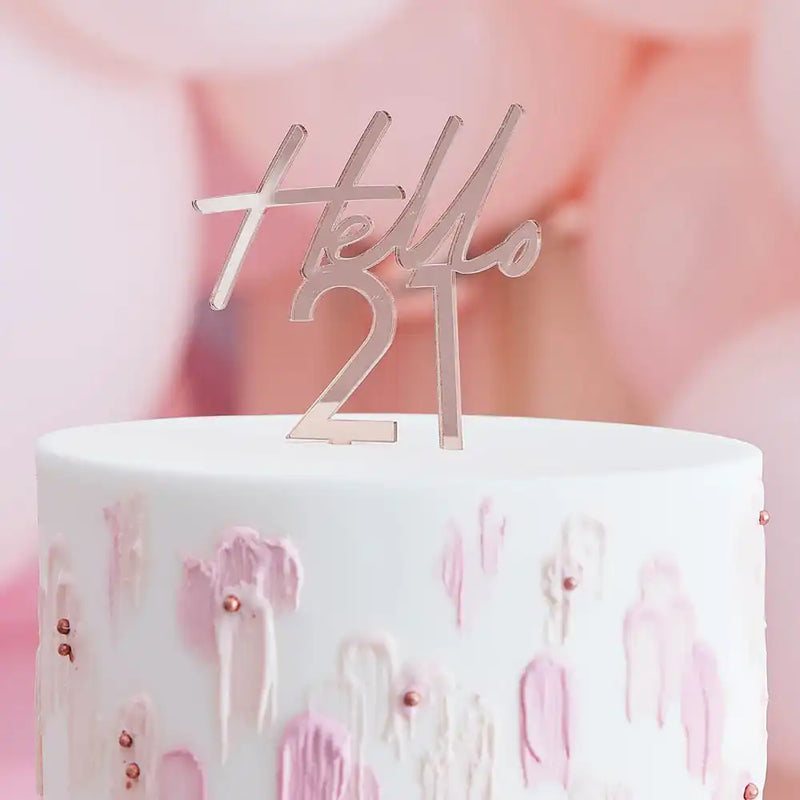 Rose Gold Acrylic Cake Topper - 21 Milestone
