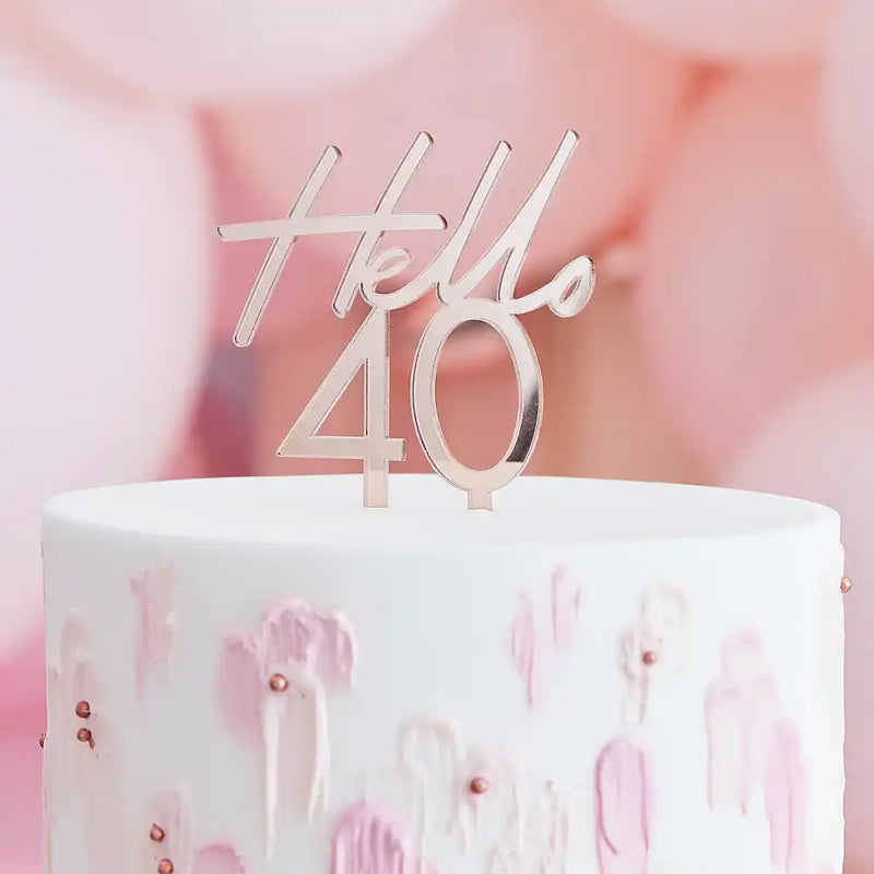 Rose Gold Acrylic Cake Topper - 40 Milestone
