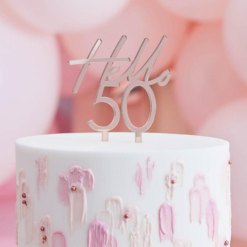 Rose Gold Acrylic Cake Topper - 50