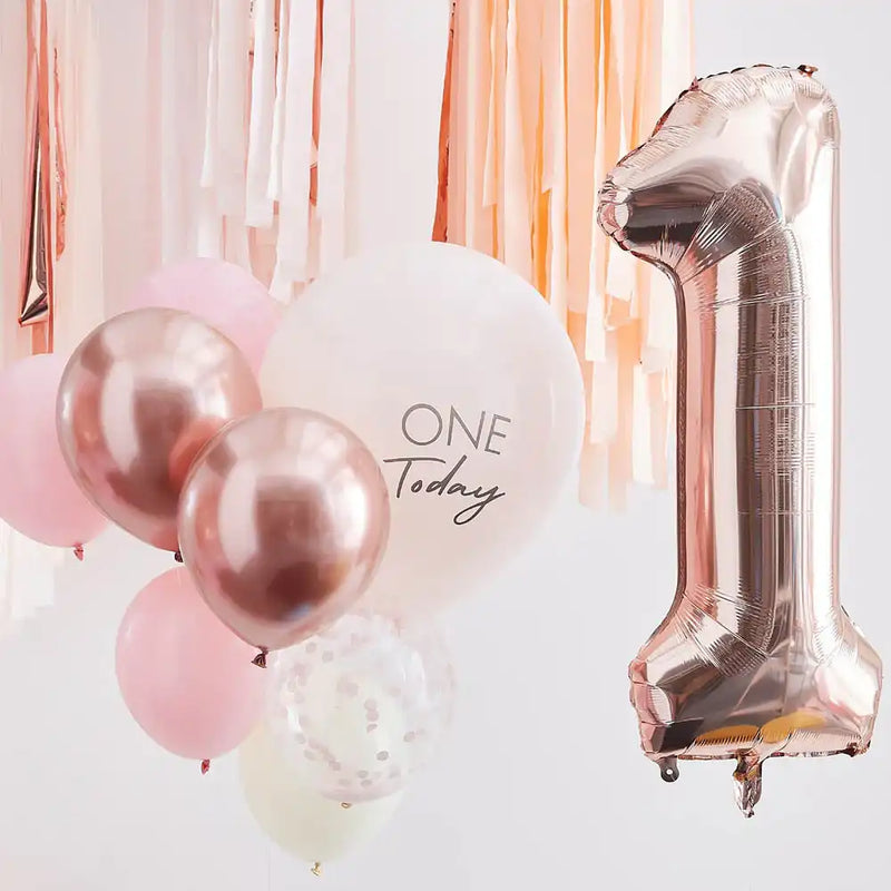 1 Today Balloon Bundle - Pink & Rose Gold (x10) 1st Birthday