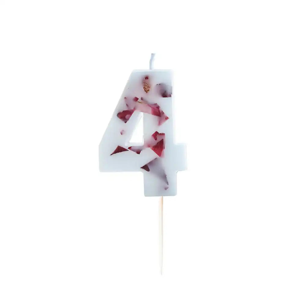 Pressed Petals Number 4 Candle General Party