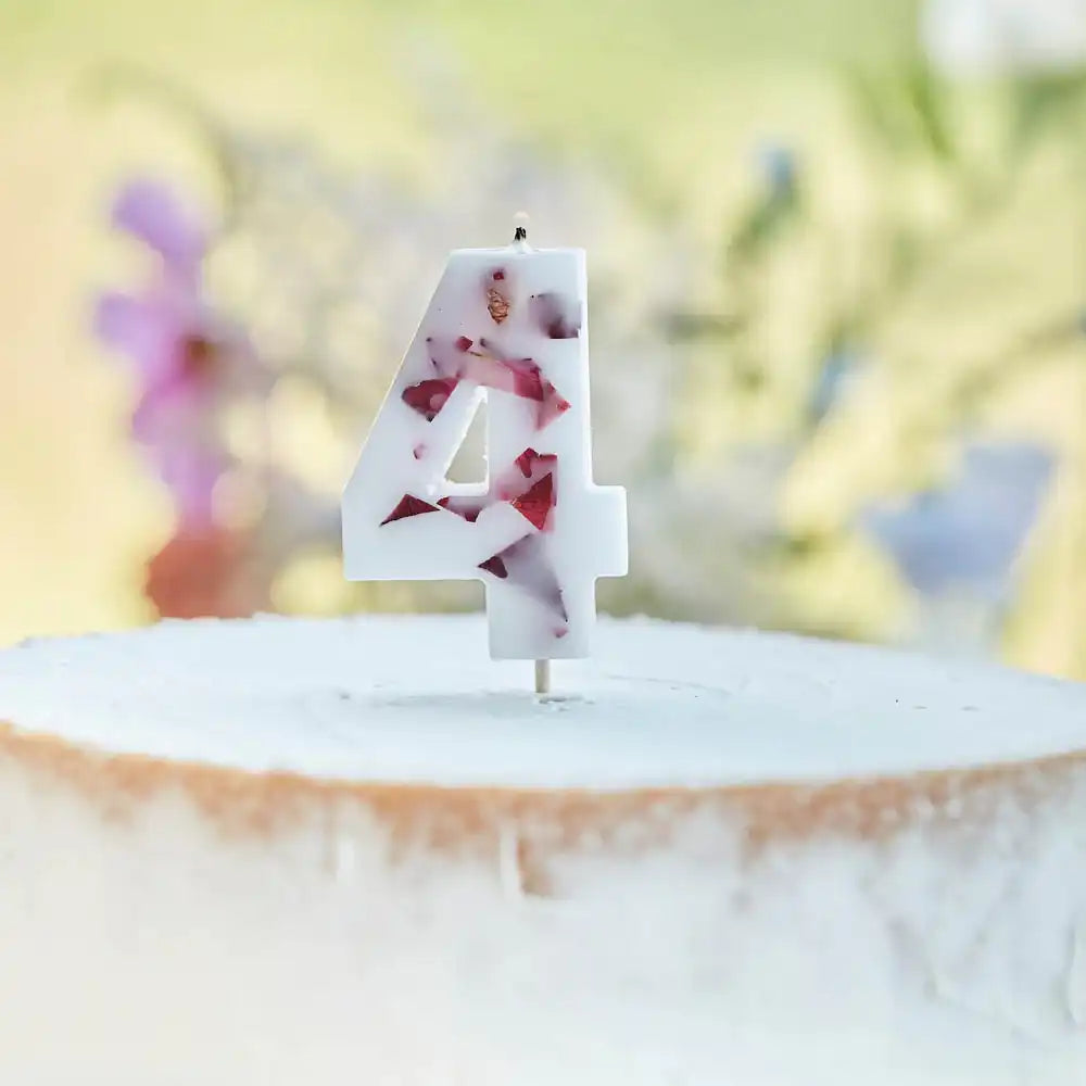 Pressed Petals Number 4 Candle General Party
