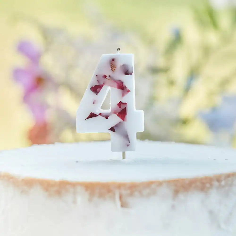 Pressed Petals Number 4 Candle General Party