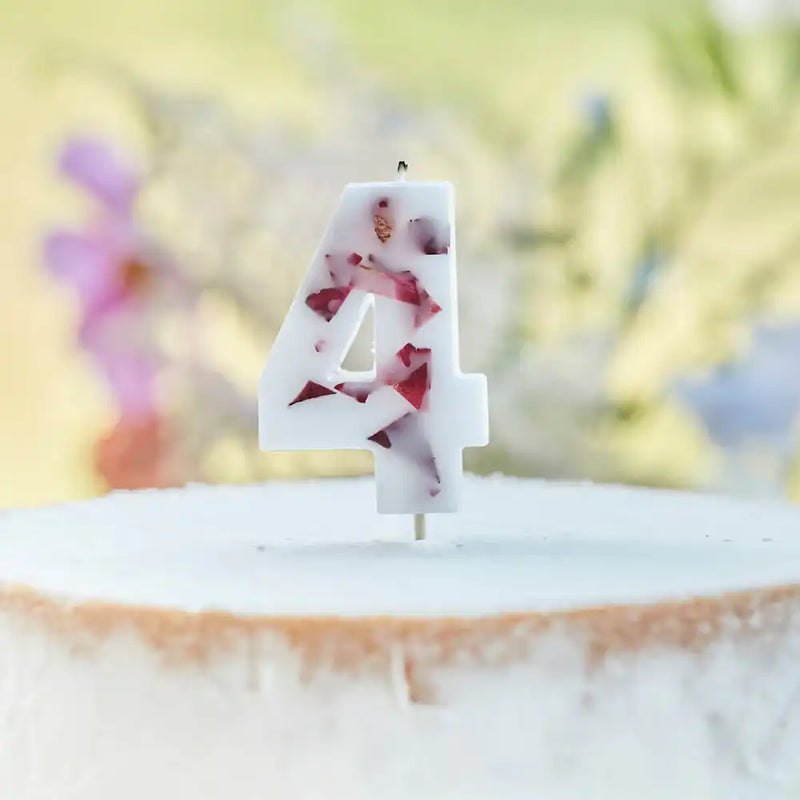 Pressed Petals Number 4 Candle General Party