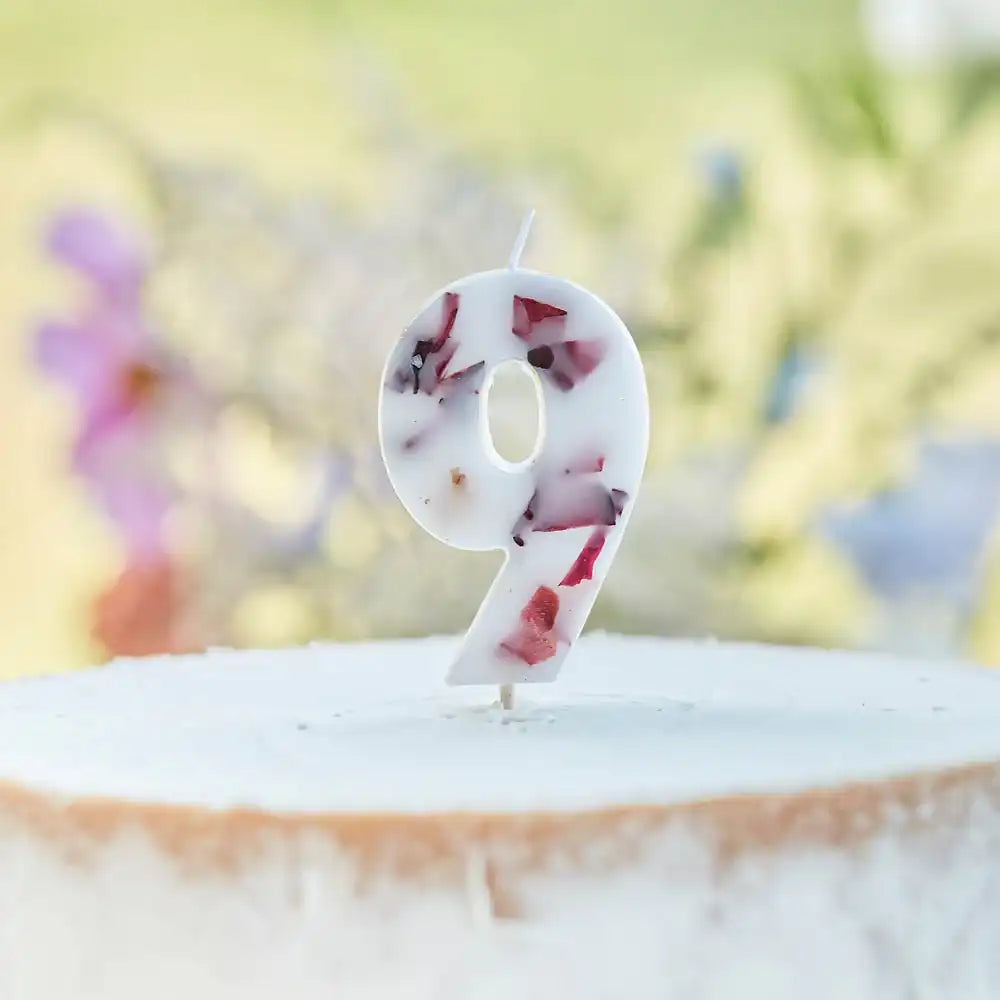 Pressed Petals Number 9 Candle General Party