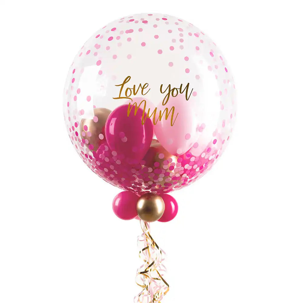 Personalised Bubble Balloon in a Box - Pink Gold Luxe Personalised Balloons
