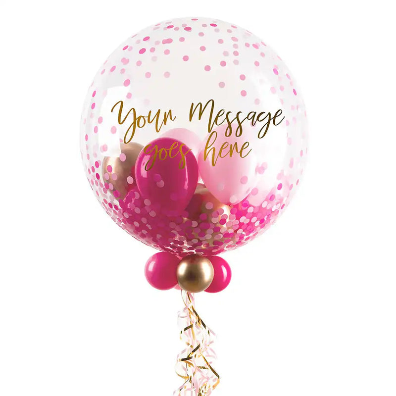 Personalised Bubble Balloon in a Box - Pink Gold Luxe Personalised Balloons