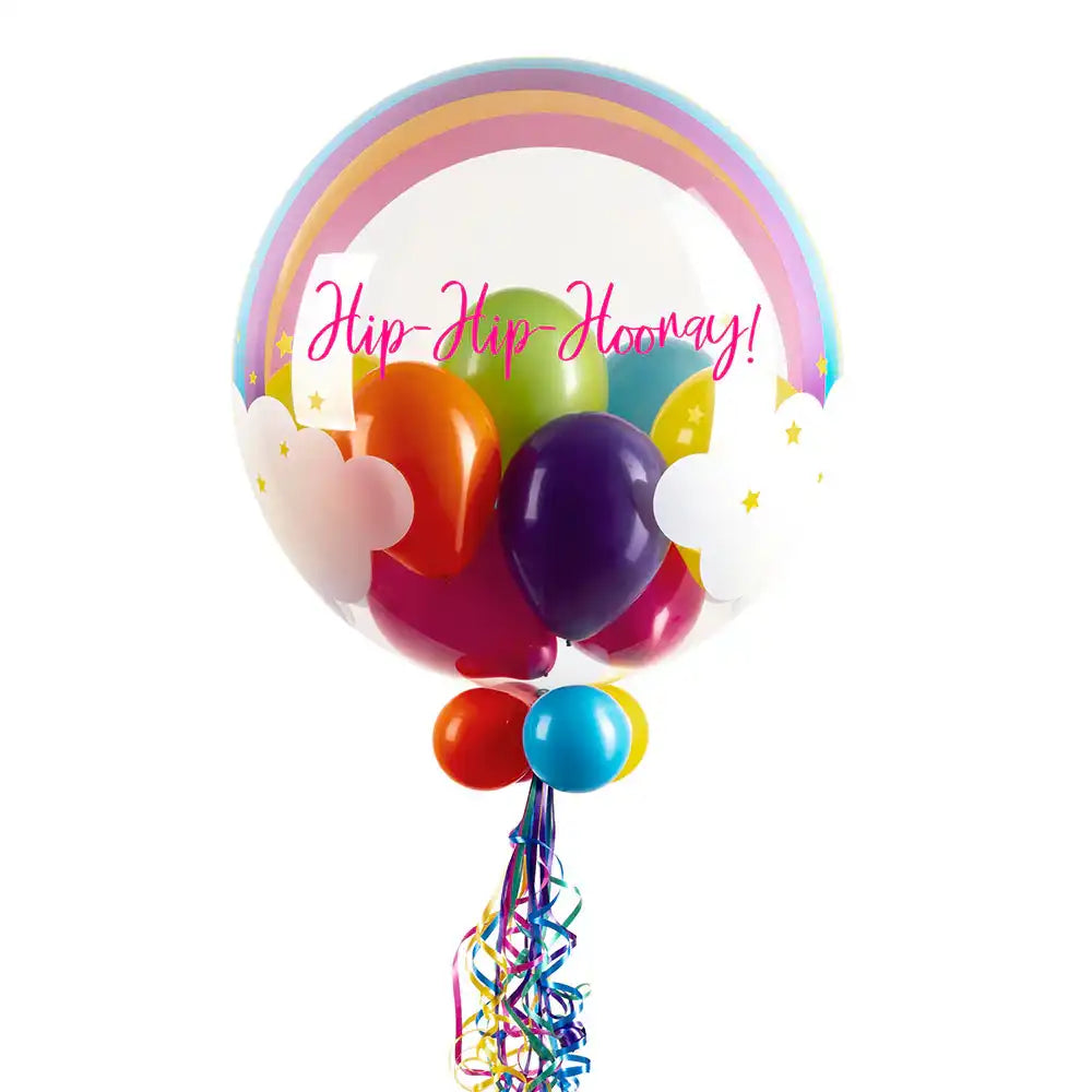 Personalised Bubble Balloon in a Box - Rainbow Clouds Personalised Balloons