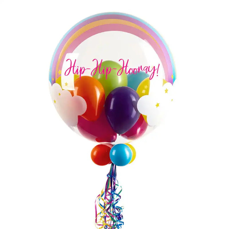 Personalised Bubble Balloon in a Box - Rainbow Clouds Personalised Balloons