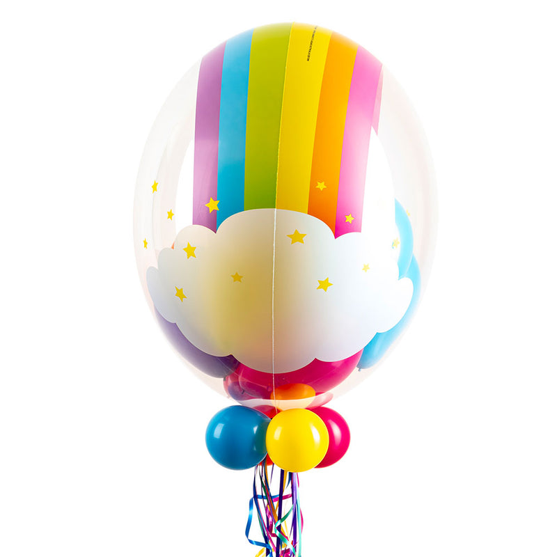 Personalised Bubble Balloon in a Box - Rainbow Clouds