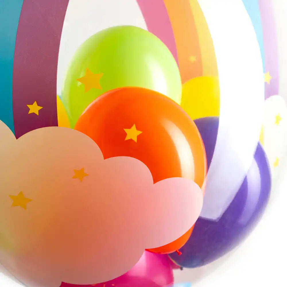 Personalised Bubble Balloon in a Box - Rainbow Clouds Personalised Balloons