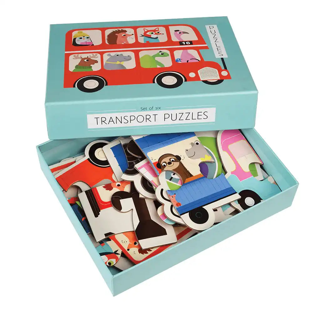 Set of 6 Transport Puzzles Kids Party