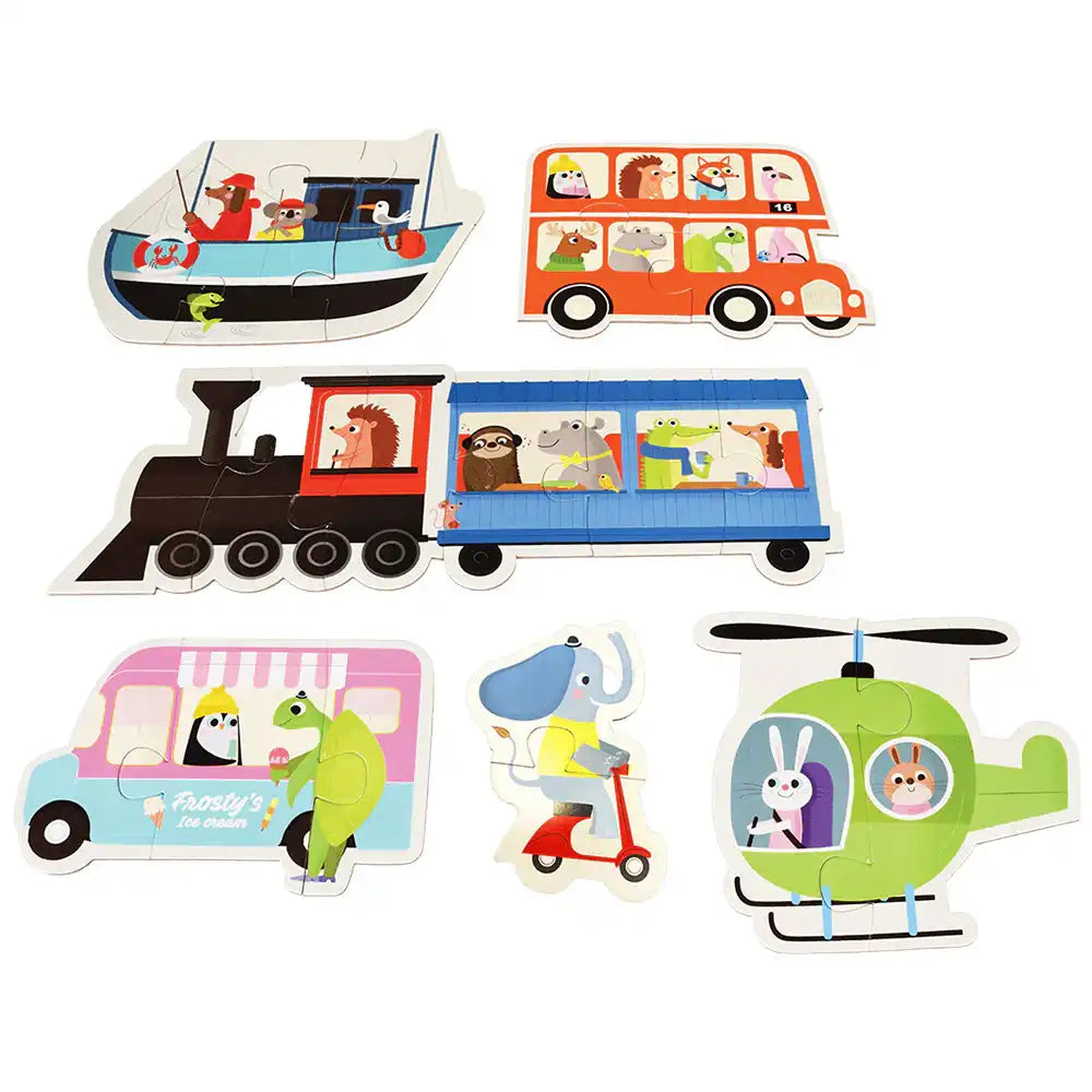 Set of 6 Transport Puzzles Kids Party