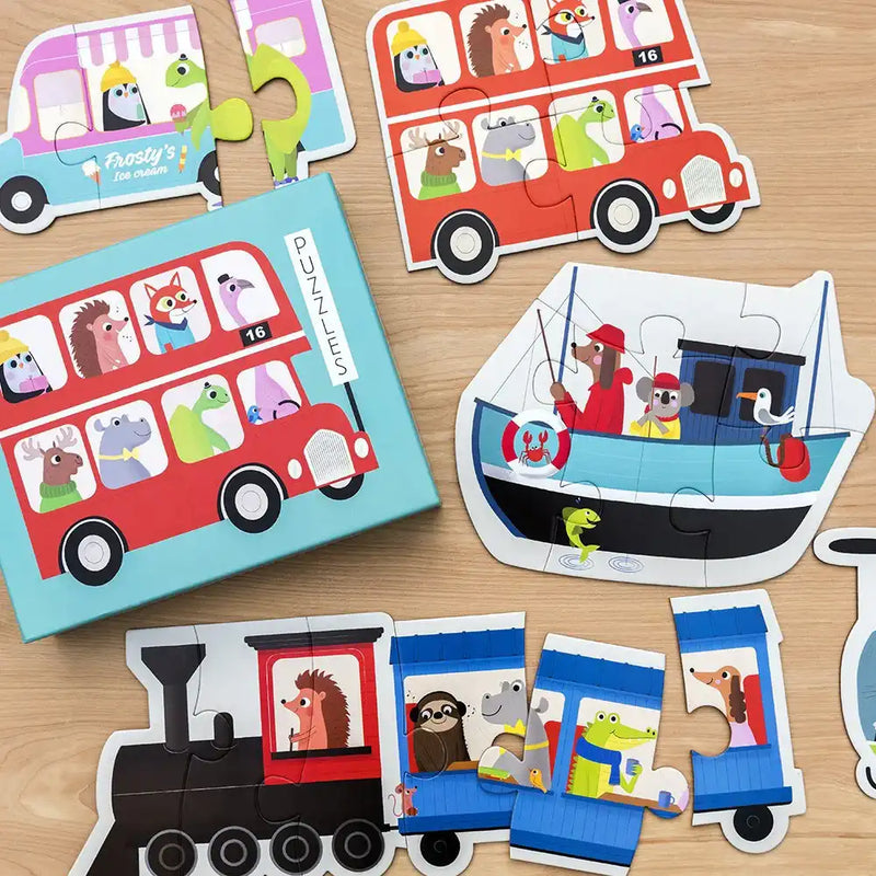 Set of 6 Transport Puzzles Kids Party