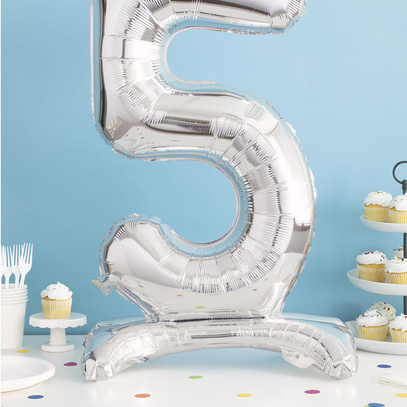 Silver Standing Number Balloon - 0 Everyday