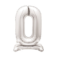 Silver Standing Number Balloon - 0 Everyday