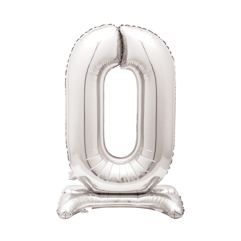 Silver Standing Number Balloon - 0 Everyday