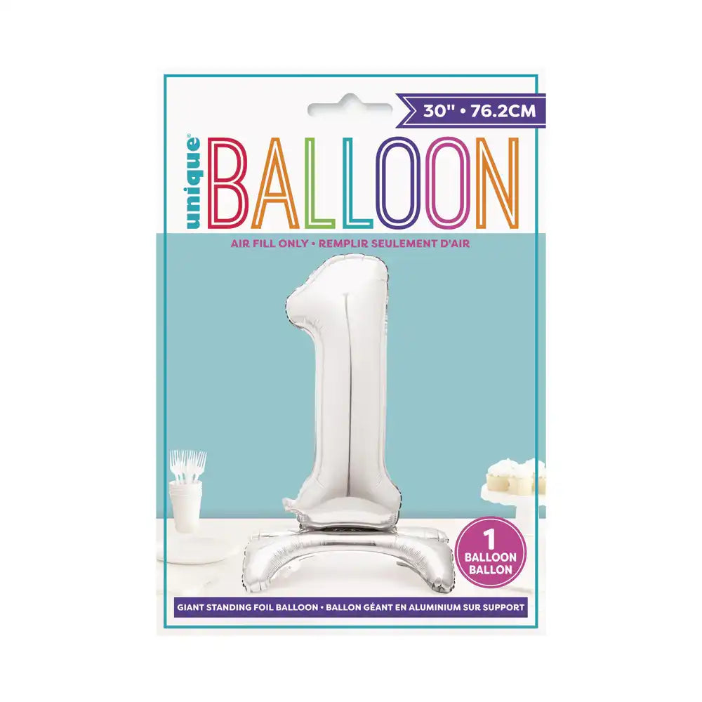 Silver Standing Number Balloon - 1 Everyday