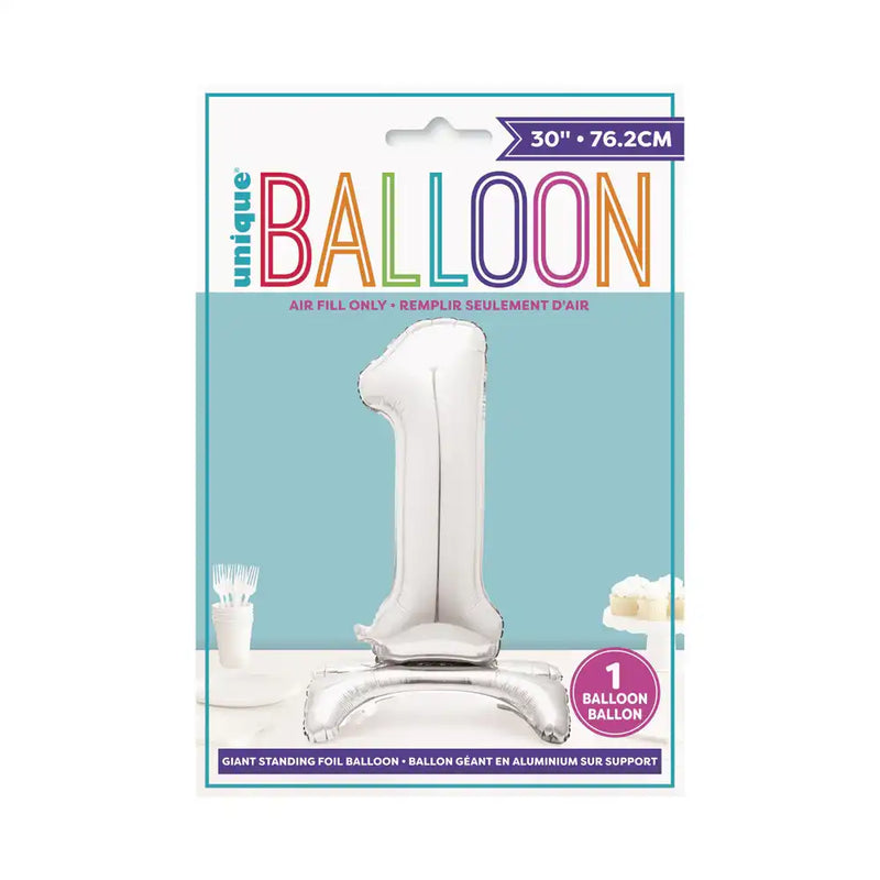 Silver Standing Number Balloon - 1 Everyday