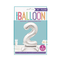 Silver Standing Number Balloon - 2 General Party
