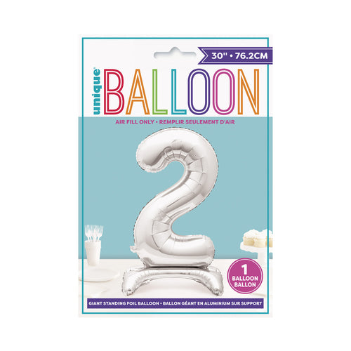 Silver Standing Number Balloon - 2