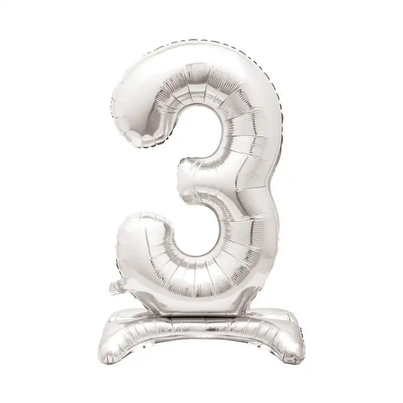 Silver Standing Number Balloon - 3 General Party