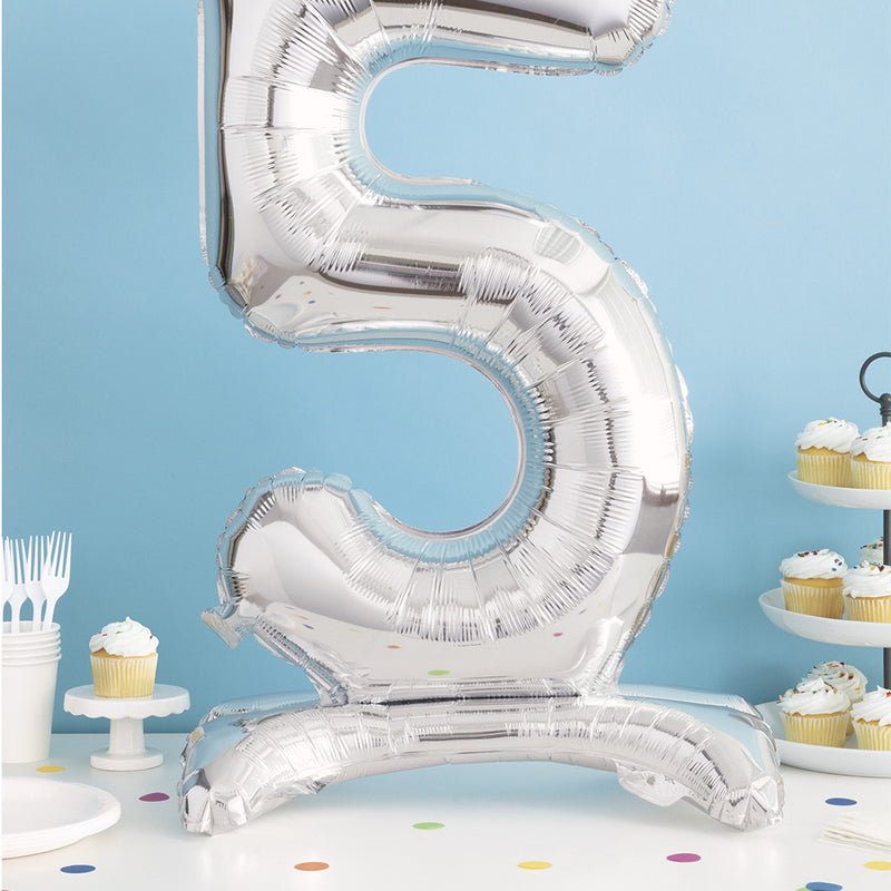 Silver Standing Number Balloon - 3