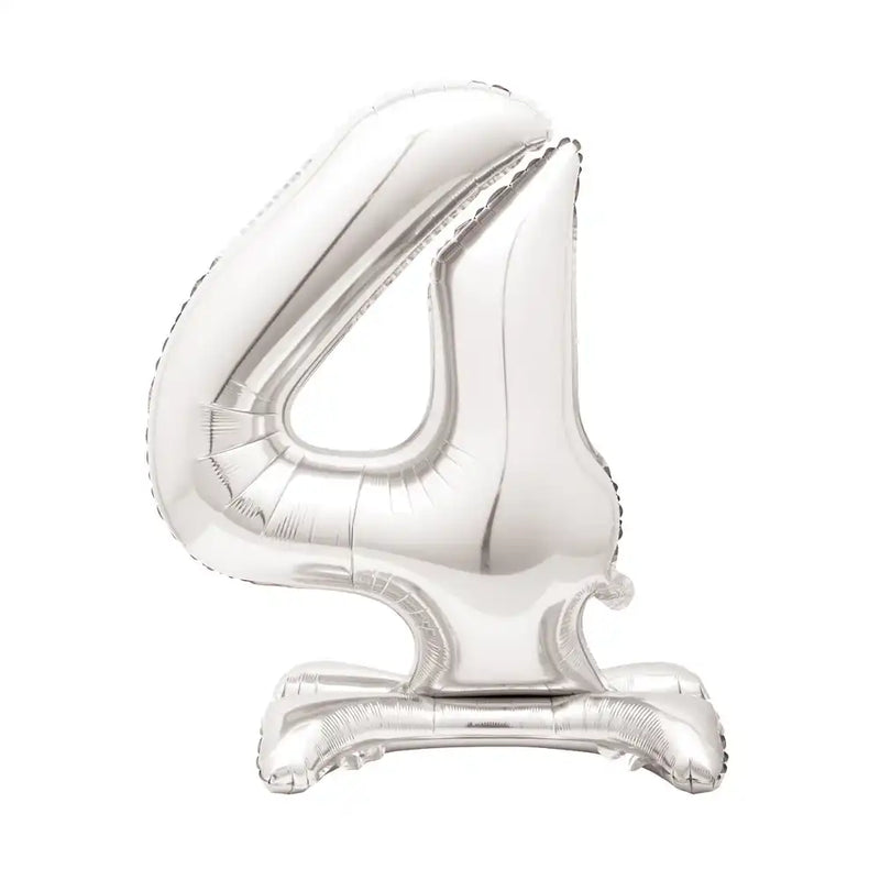 Silver Standing Number Balloon - 4 General Party