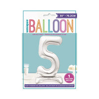 Silver Standing Number Balloon - 5 General Party