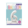 Silver Standing Number Balloon - 6 General Party