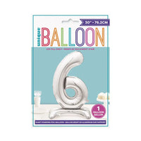 Silver Standing Number Balloon - 6 General Party