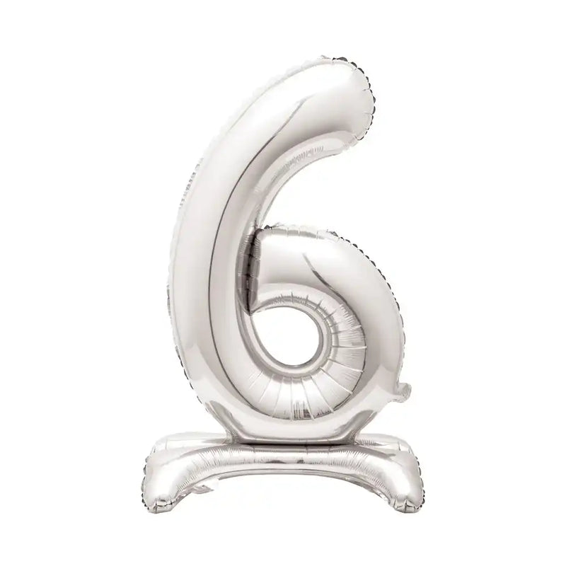 Silver Standing Number Balloon - 6 General Party