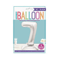Silver Standing Number Balloon - 7 General Party