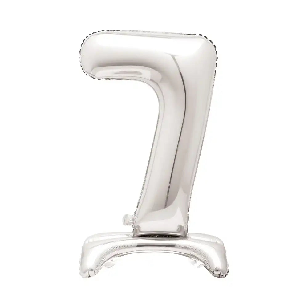 Silver Standing Number Balloon - 7 General Party