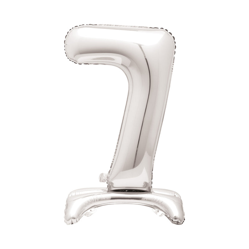 Silver Standing Number Balloon - 7