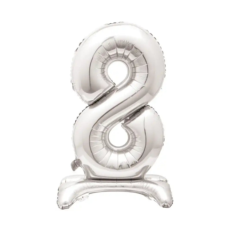 Silver Standing Number Balloon - 8 General Party