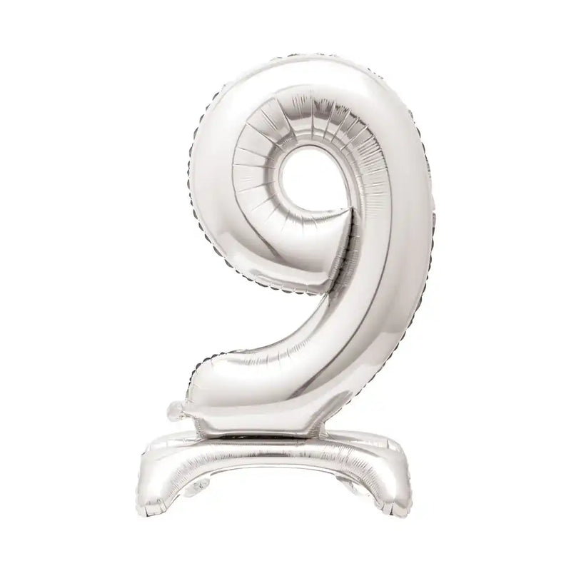 Silver Standing Number Balloon - 9 General Party