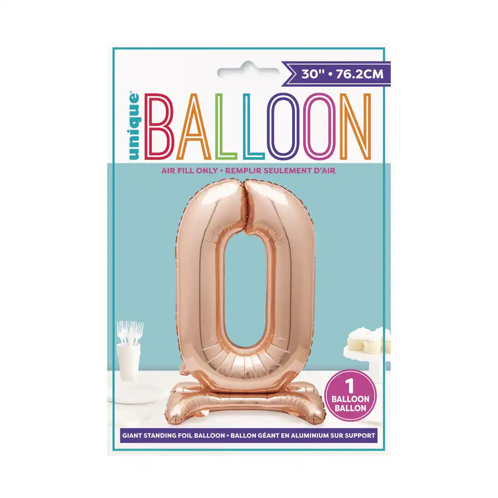 Rose Gold Standing Number Balloon - 0 Everyday