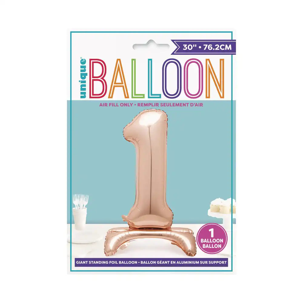 Rose Gold Standing Number Balloon - 1 Everyday