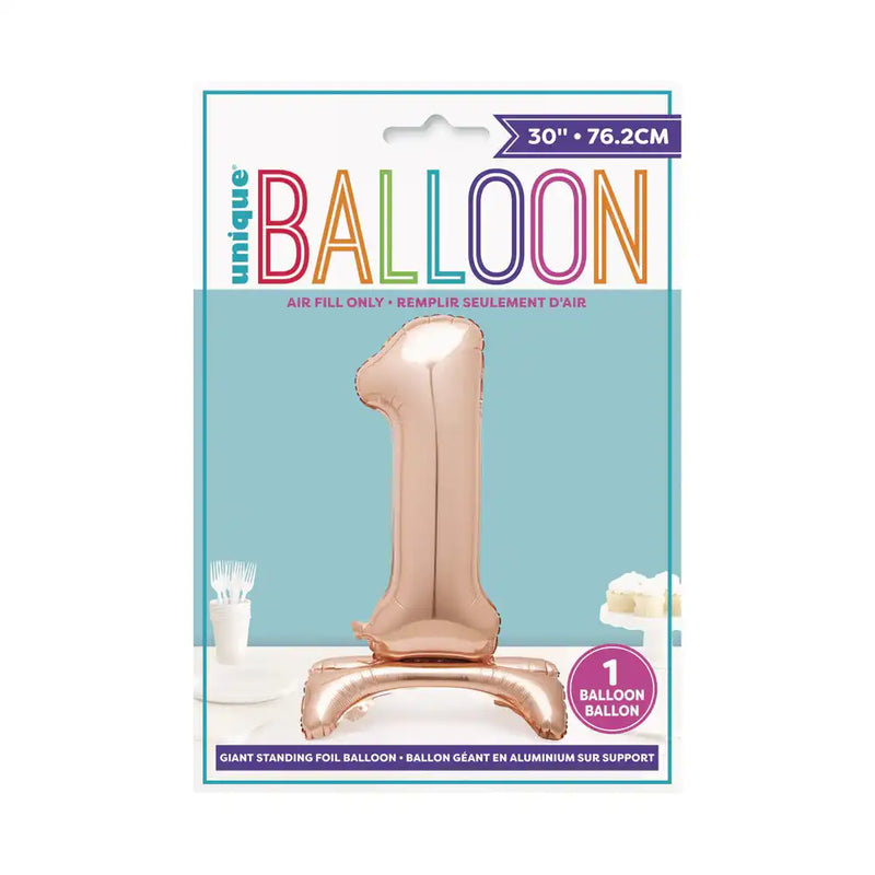 Rose Gold Standing Number Balloon - 1 Everyday