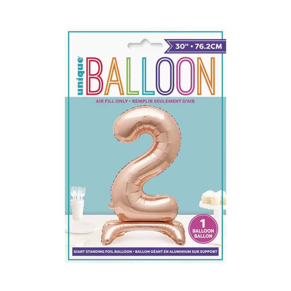 Rose Gold Standing Number Balloon - 2 General Party