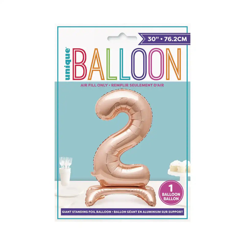 Rose Gold Standing Number Balloon - 2 General Party