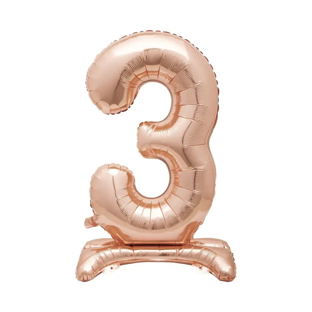 Rose Gold Standing Number Balloon - 3 General Party